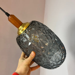 Hängelampe Glas Teak