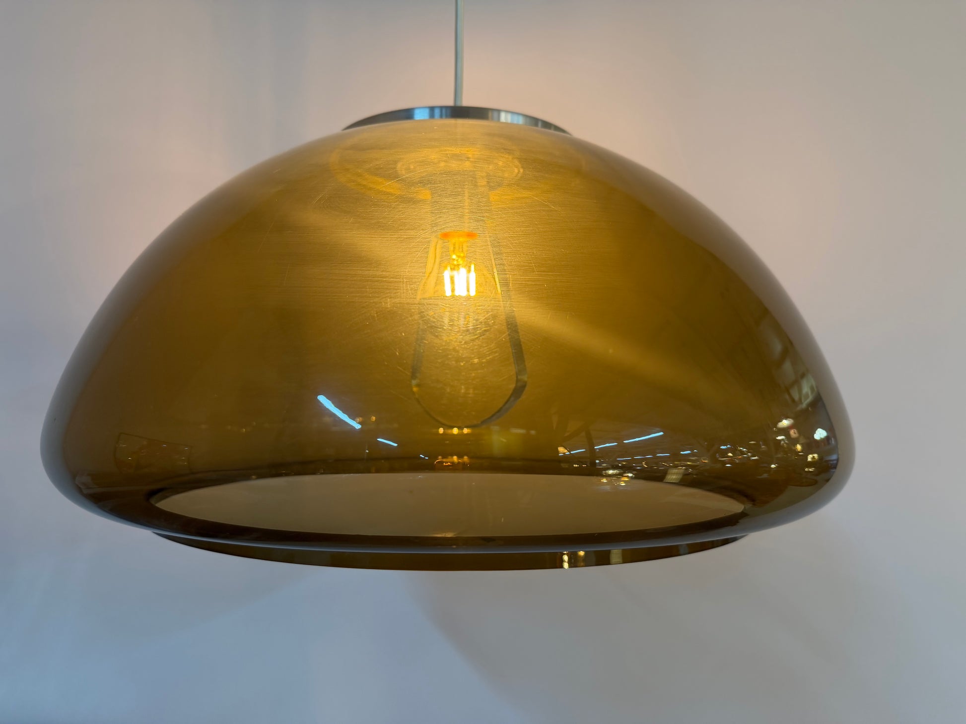 Hängelampe braun transparent Kunststoff