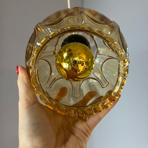 Hängelampe gelbgold Glas mit Messing