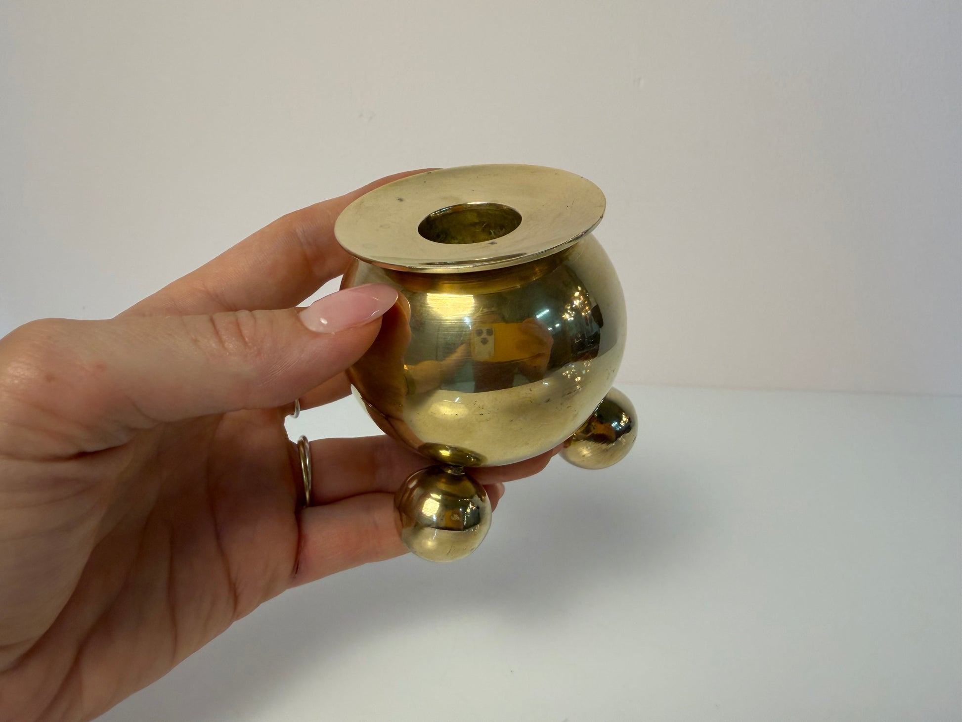Kugel Kerzenständer Messing aus Dänemark