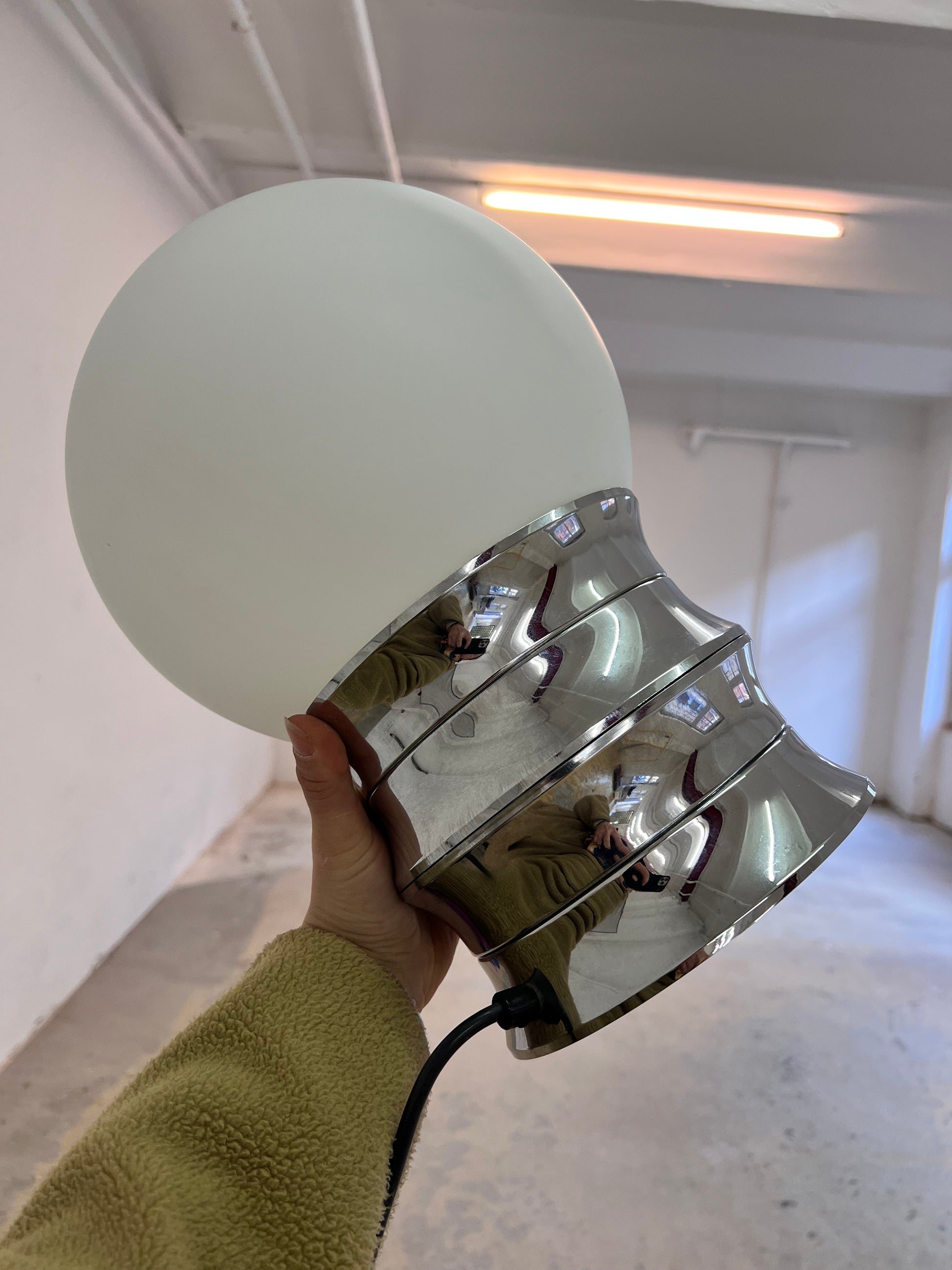Tischlampe Chrom Opalglas von VEB NARVA