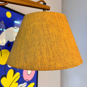 Wandlampe mit Gelenkarm Teak und braun orangenem Schirm