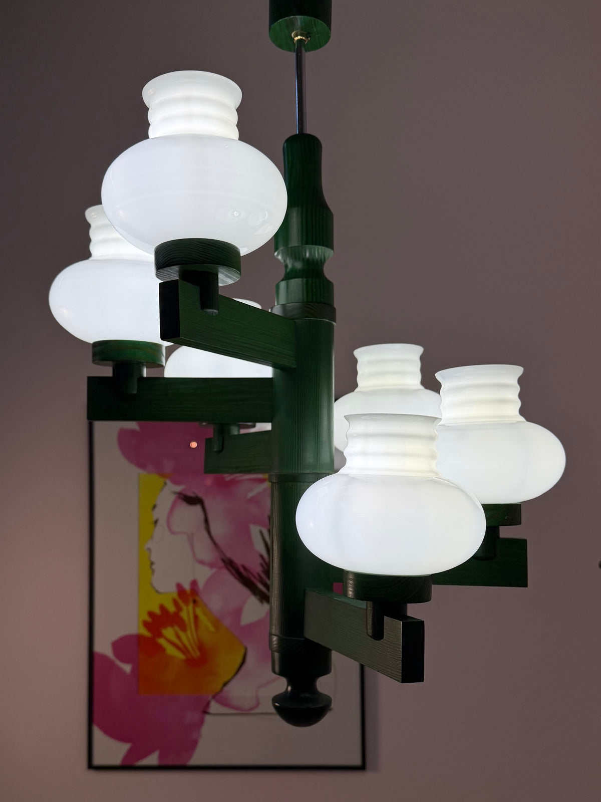 Kronleuchter grün Opalglas