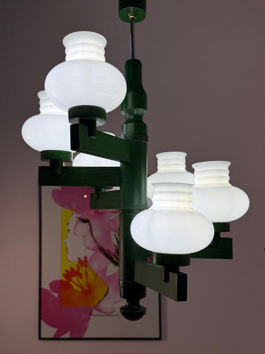Kronleuchter grün Opalglas