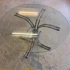 Runder Esstisch ∅ 120 cm Glas & Chrom von Gastone Rinaldi