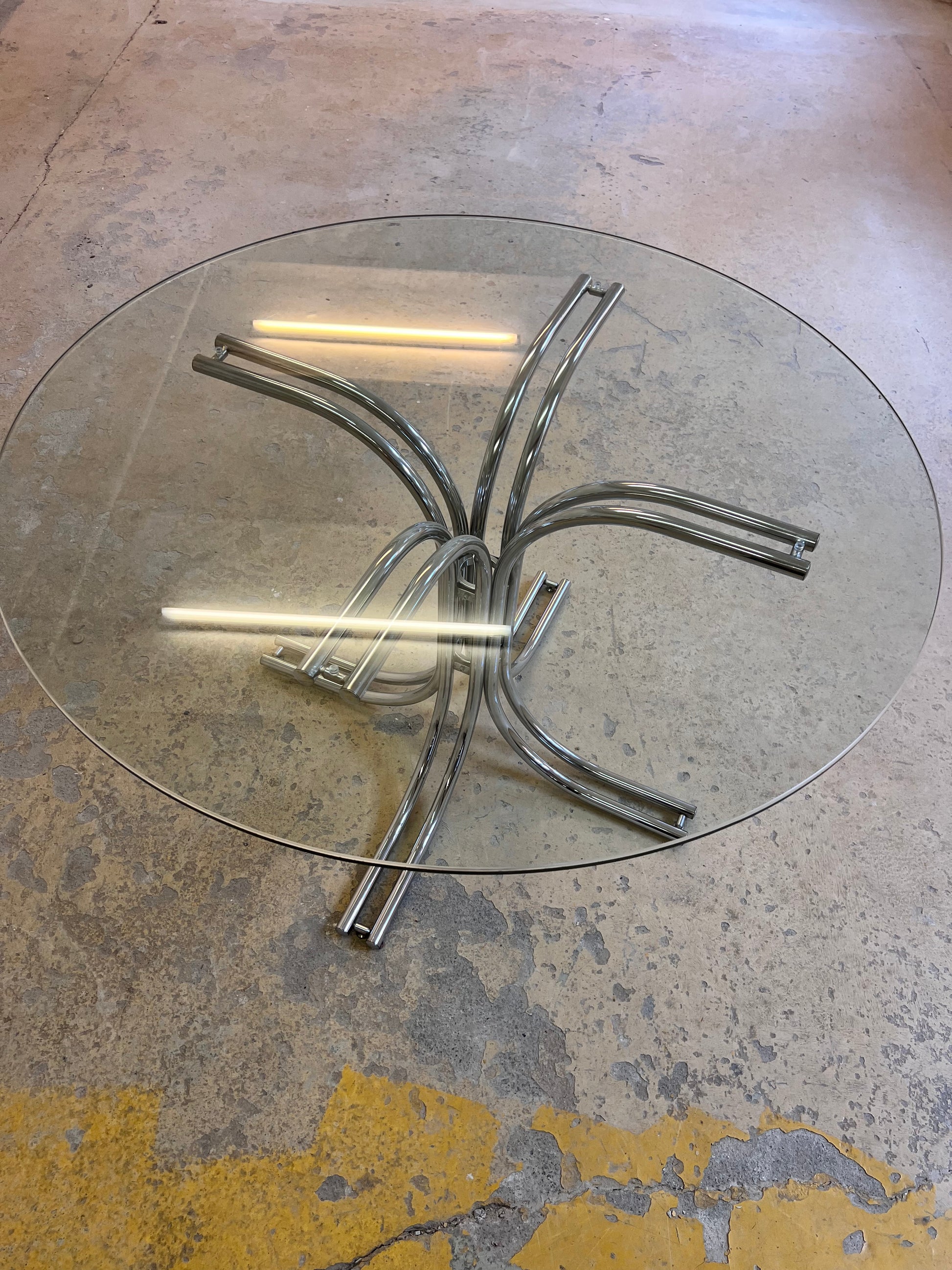Runder Esstisch ∅ 120 cm Glas & Chrom von Gastone Rinaldi