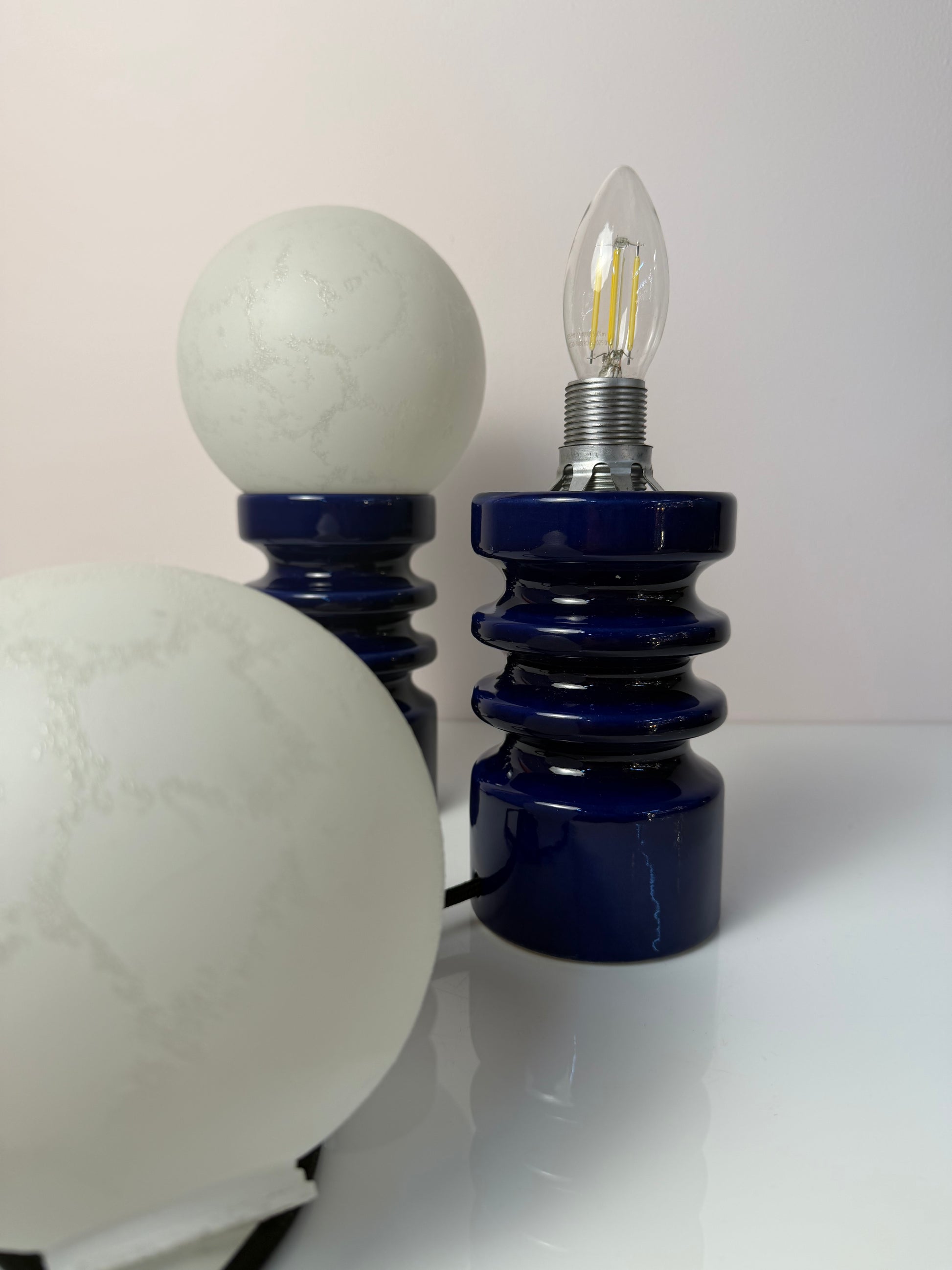 Tischlampe blau Keramik Glas von Cari Zalloni für Dümler & Breiden