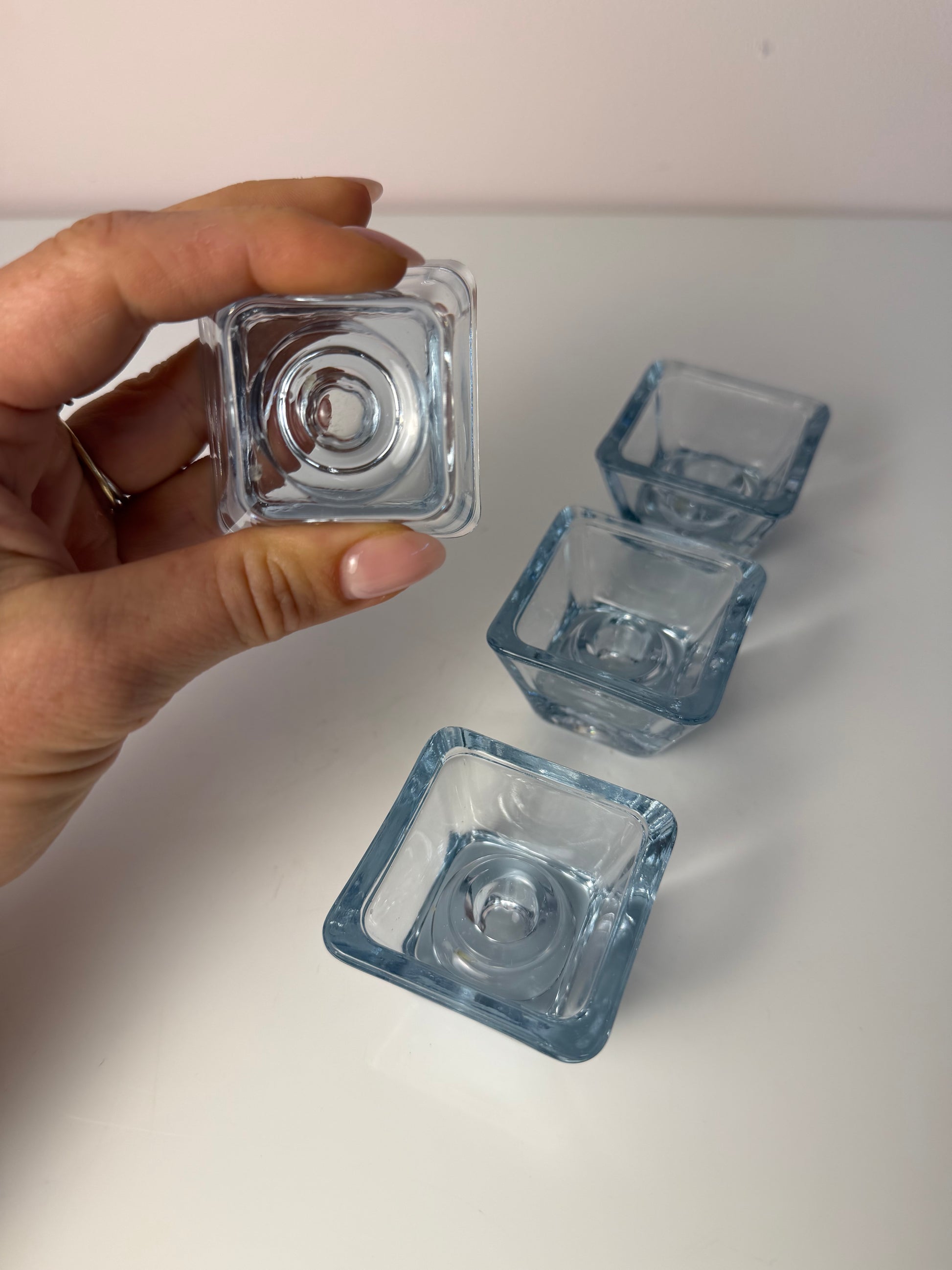 Set: 4x Kerzenständer Serie Skjold Glas von Per Lütken für Holmegaard
