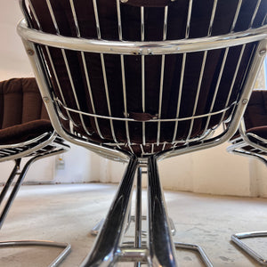 Freischwinger Chrom mit braunem Sitzkissen von Gastone Rinaldi für Rima