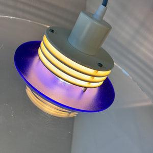 Lamellenlampe „Astra“ blau Plexiglas aus Dänemark