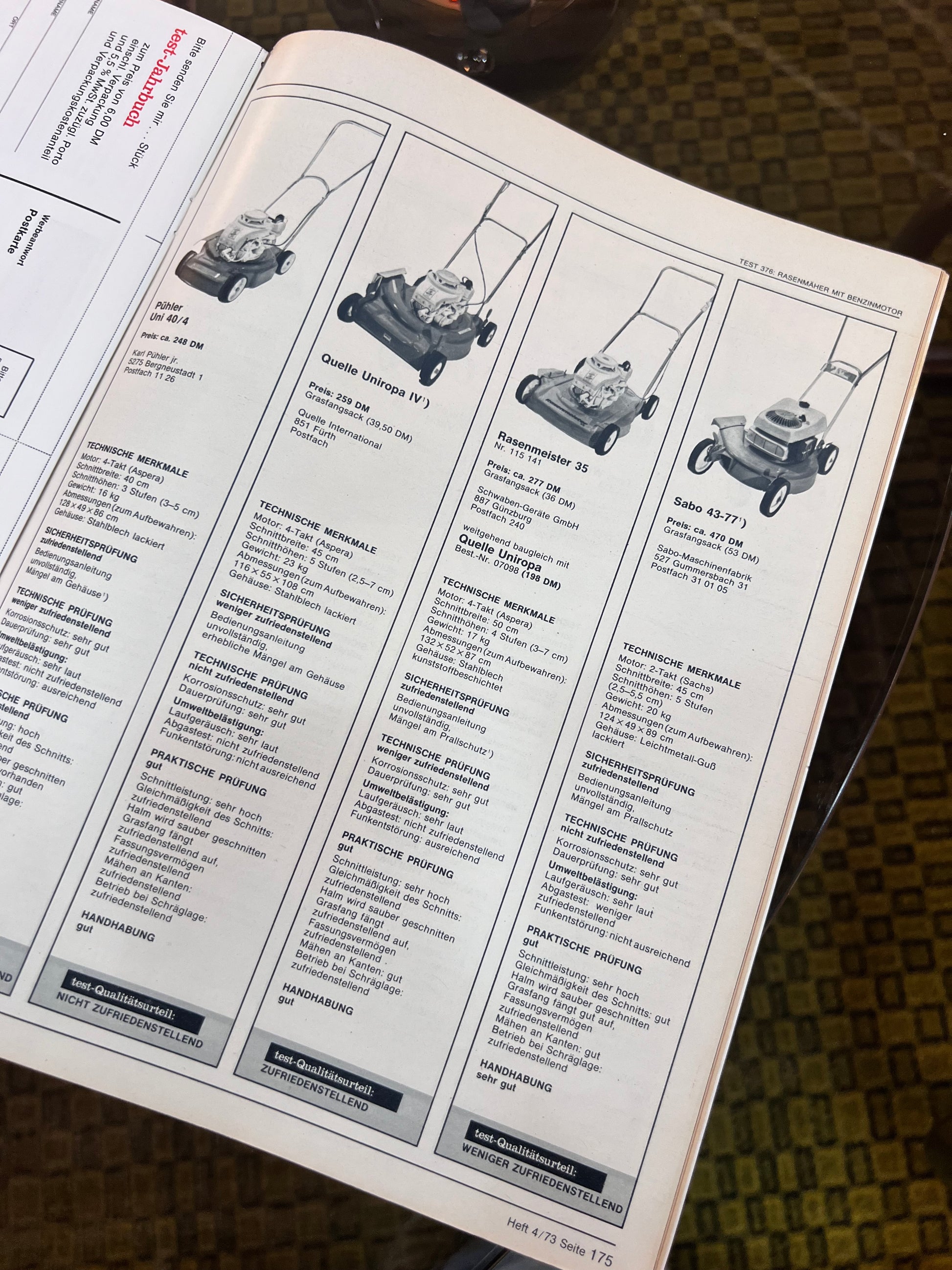 Stiftung Warentest Zeitschrift April 1973