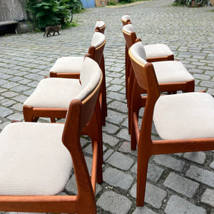Set: 6x Polsterstuhl beige Teak Cord von Erik Buch