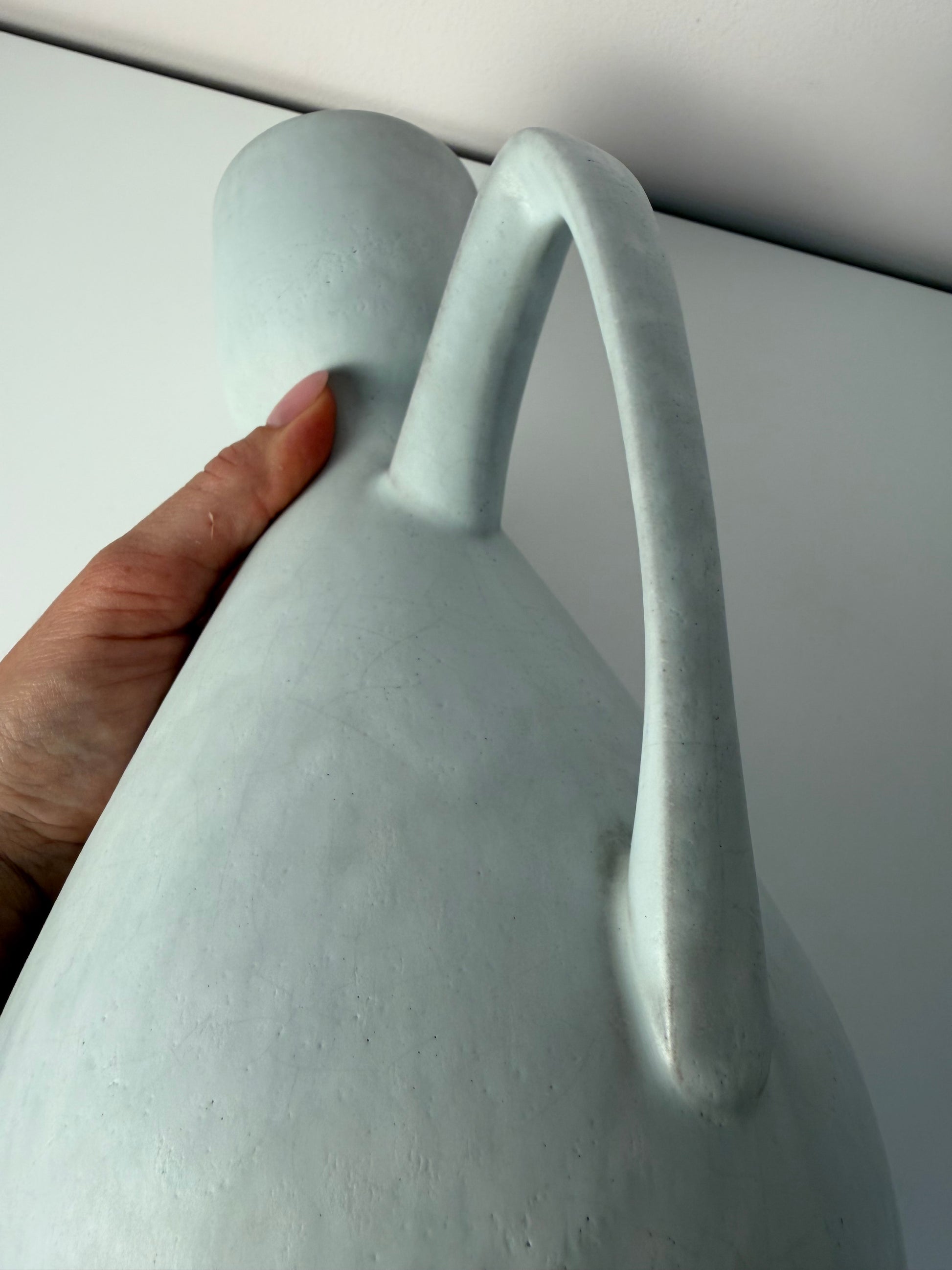 Set: Vase und Karaffe mintgrün weiß Keramik aus Westdeutschland
