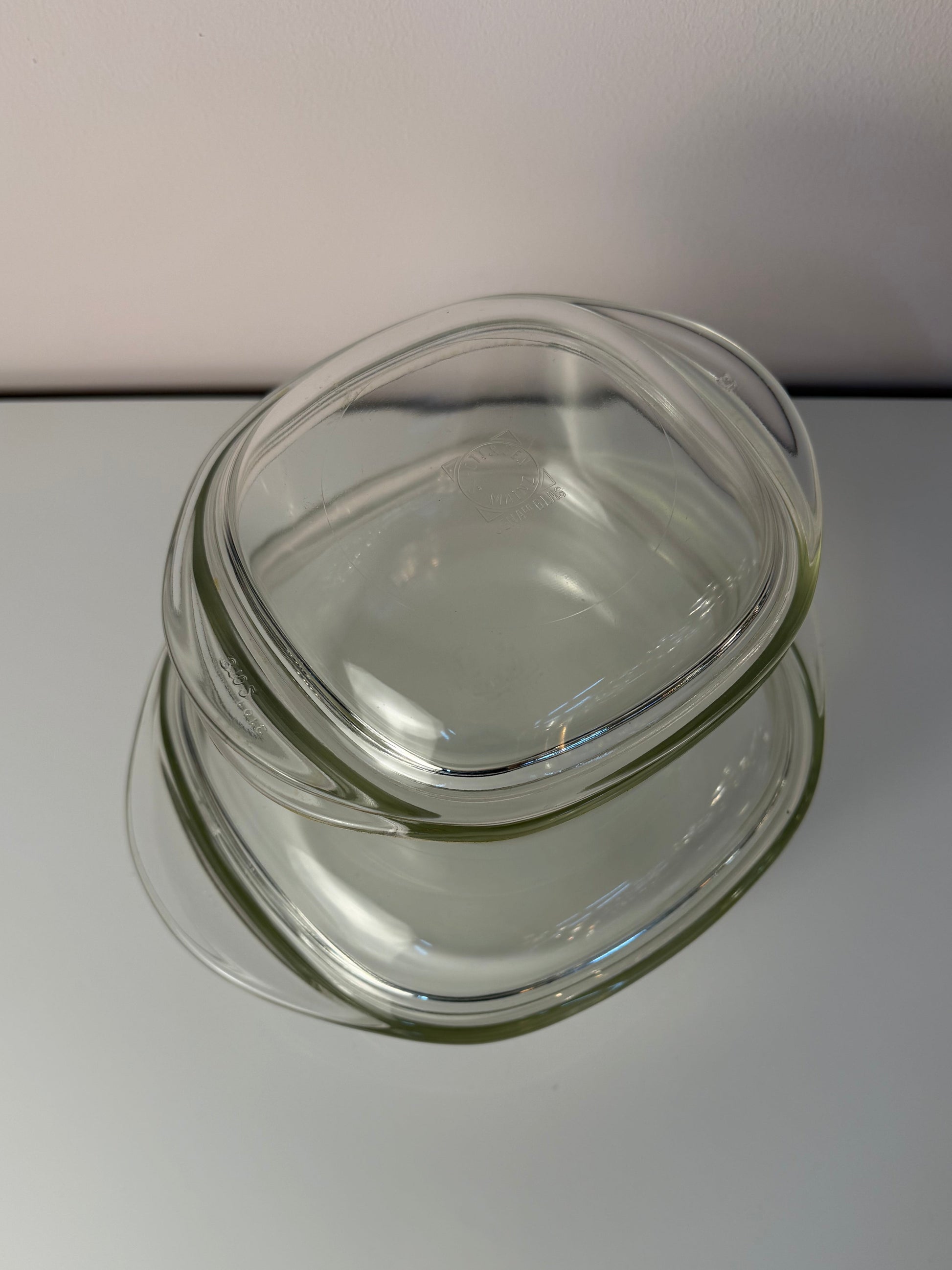 Set: 2 Auflaufformen mit Deckel von Heinrich Löffelhardt für SCHOTT & GEN Mainz - Jenaer Glas