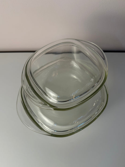 Set: 2 Auflaufformen mit Deckel von Heinrich Löffelhardt für SCHOTT & GEN Mainz - Jenaer Glas