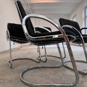 Freischwinger grau Cord Chrom von Gastone Rinaldi