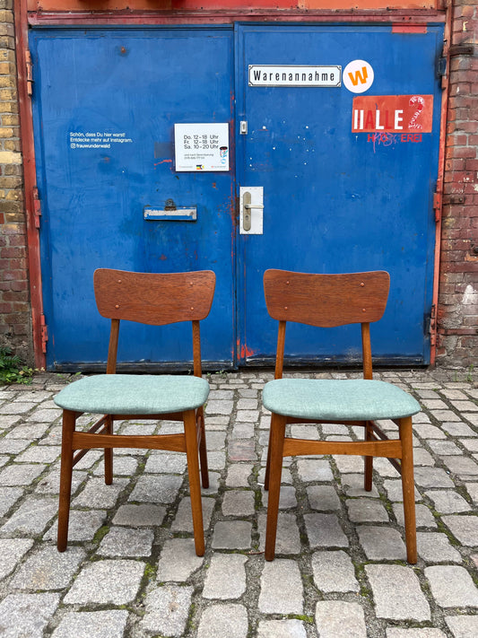 Set: 2x Esszimmerstuhl teal Teak