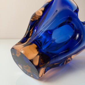 Vase kobaltblau Glas von Josef Hospodka für Chřibská Sklárna