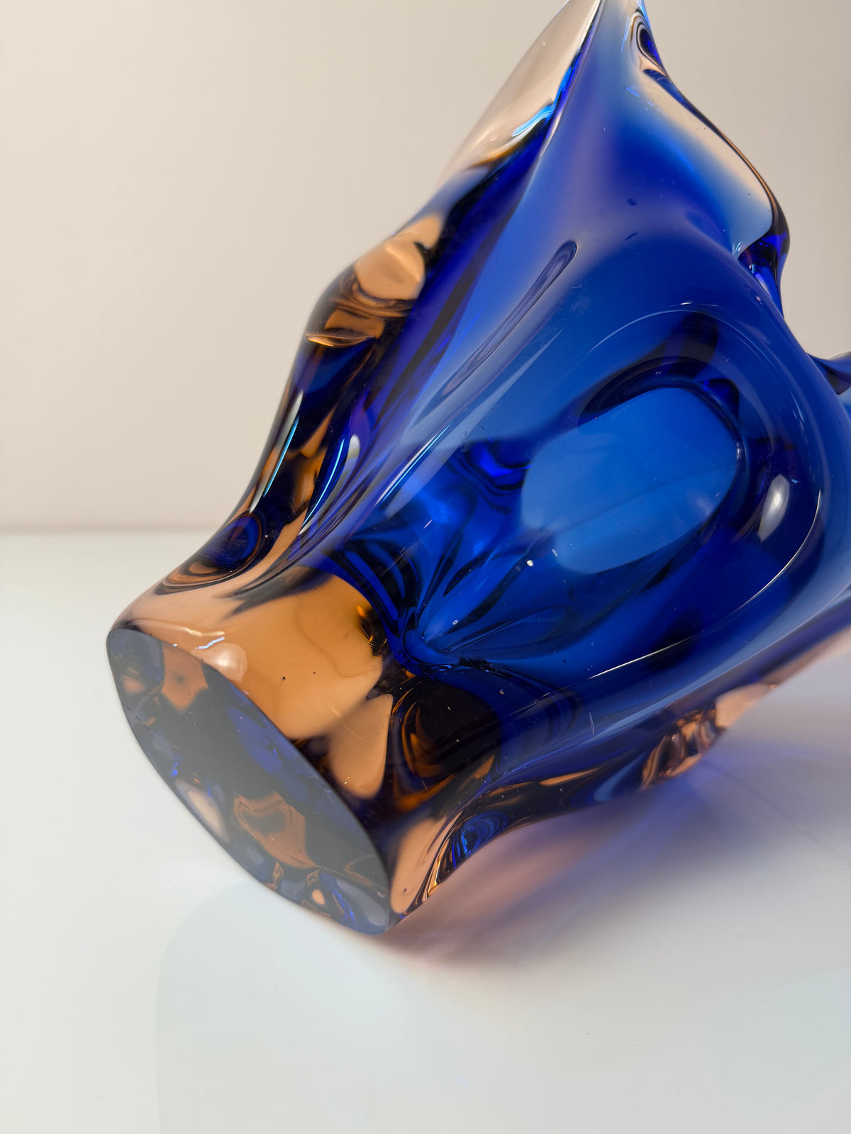 Vase kobaltblau Glas von Josef Hospodka für Chřibská Sklárna