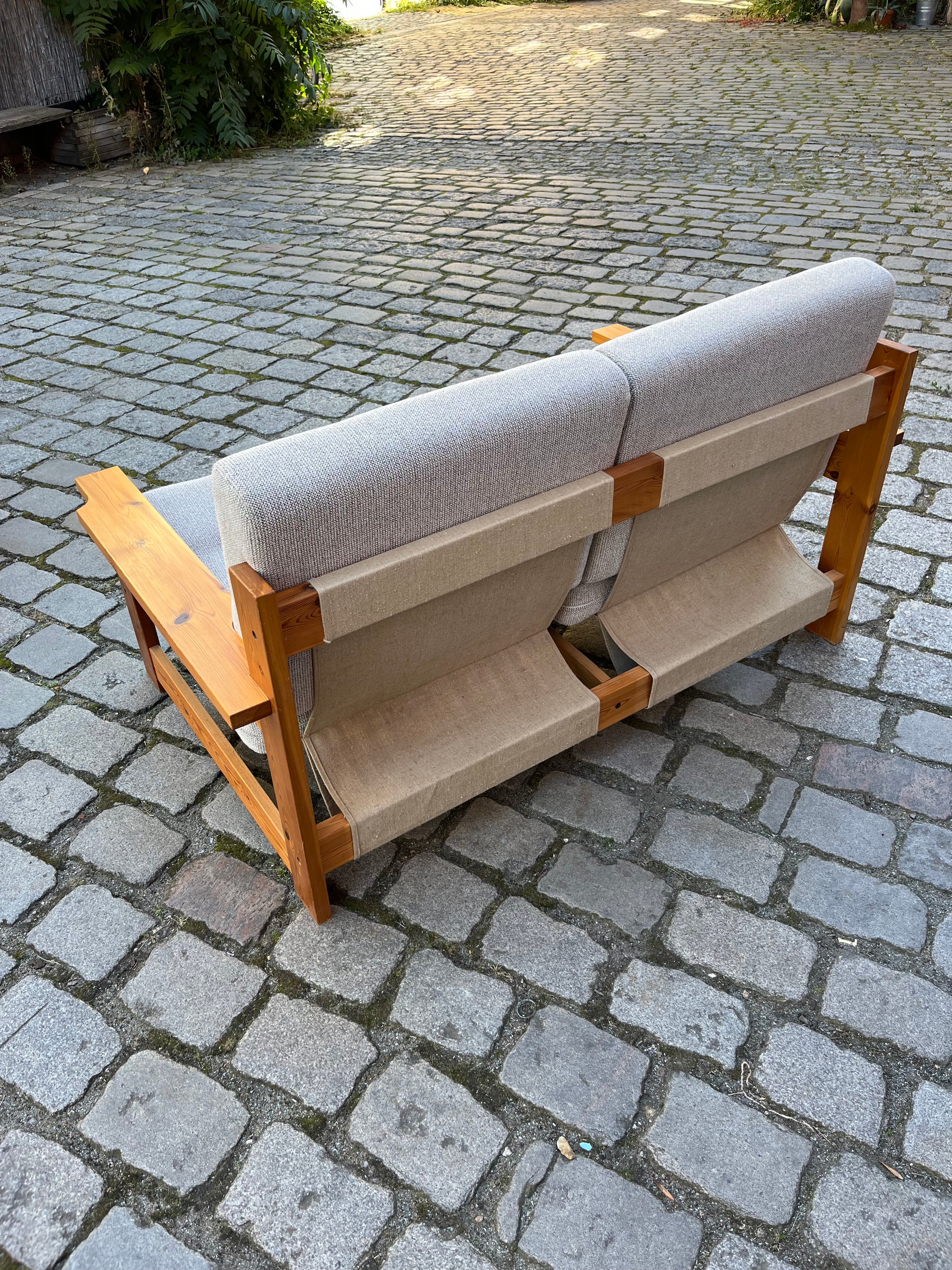 2-Sitzer Sofa beige grau Safari Style