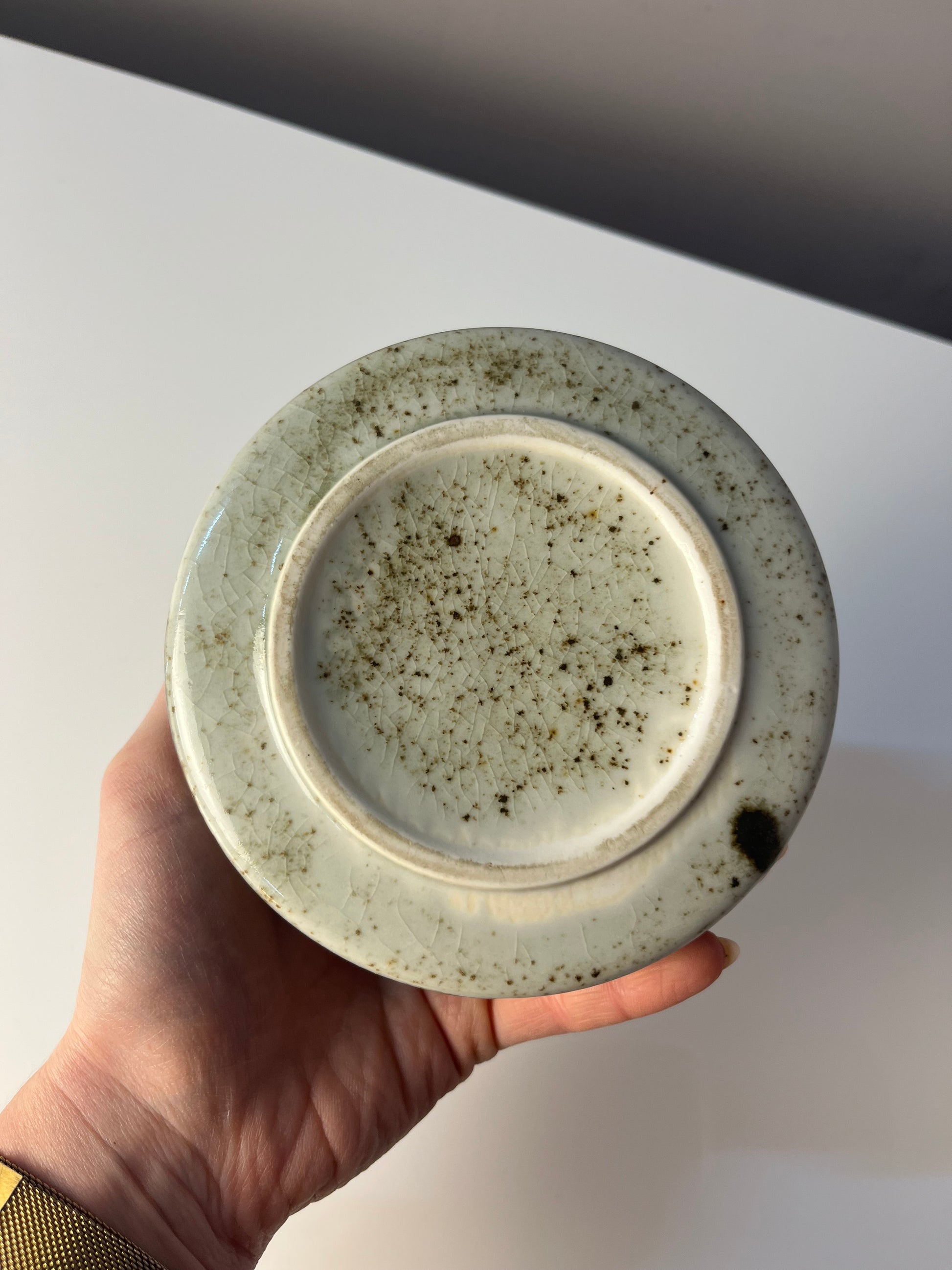 Druckaschenbecher grau braun Keramik von Erhard & Söhne