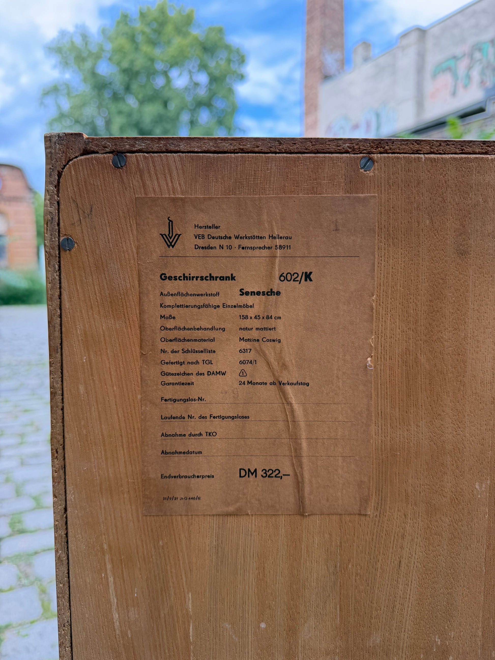 Sideboard Typ 602/K Esche von Franz Ehrlich für Hellerau