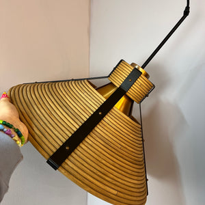 Hängelampe Rattan Kupfer von Doria Leuchten