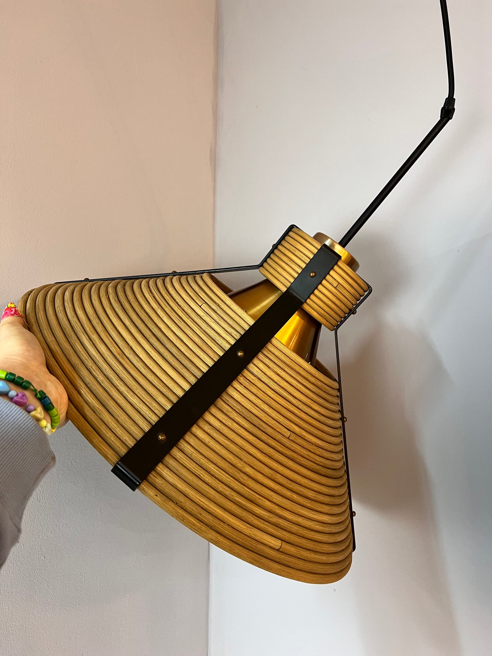 Hängelampe Rattan Kupfer von Doria Leuchten