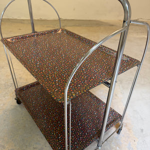 Dinette Servierwagen mit Blümchen und Chrom