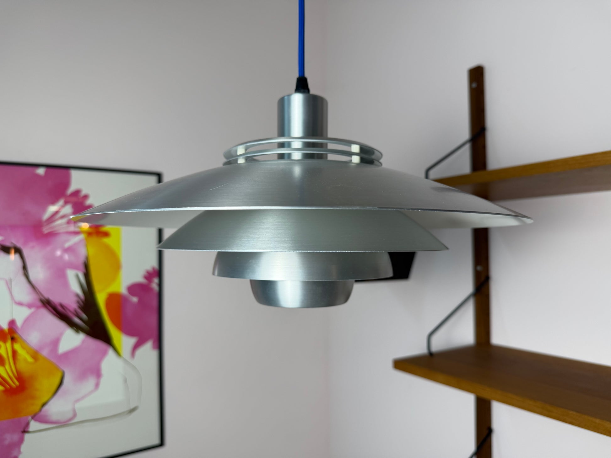 Lamellenlampe Modell Dania 2040 silber von Kurt Wiborg für JEKA