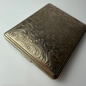 Zigarettenetui silber mit floraler Gravur