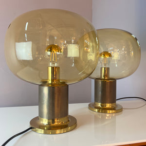 Tischlampe Messing Glas mundgeblasen