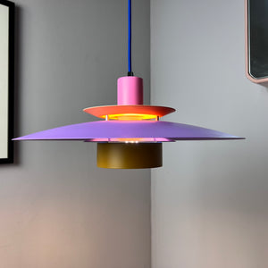 Lamellenlampe neu lackiert lila ocker