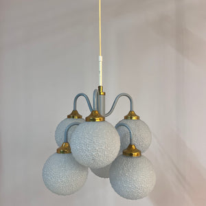 Kronleuchter hellblau/messing
