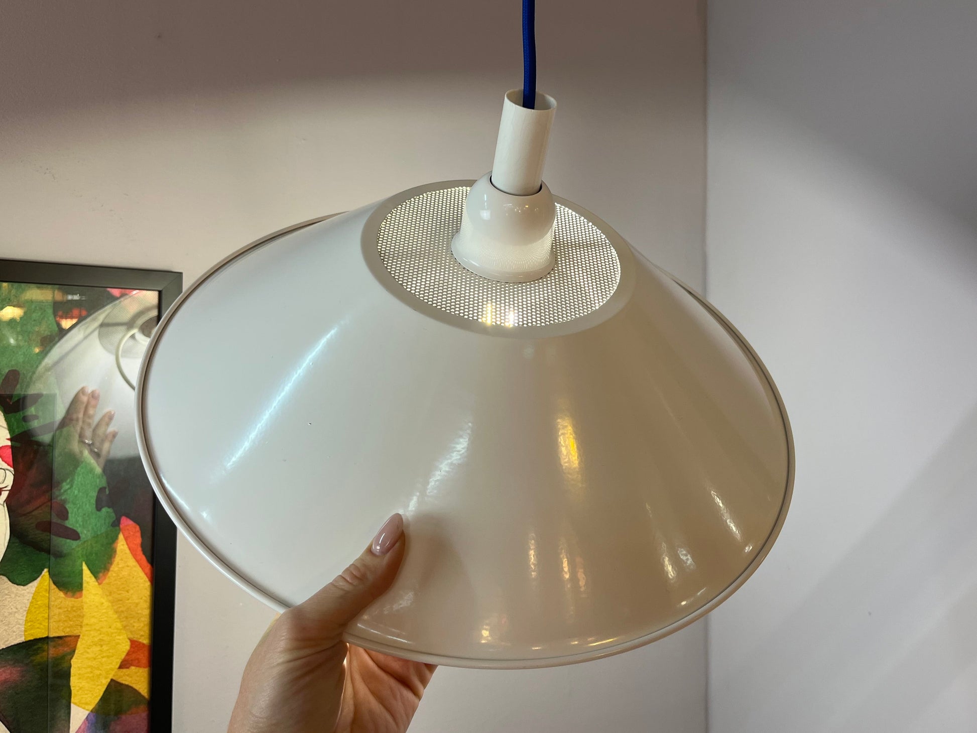 Industrielampe weiß Metall aus Dänemark