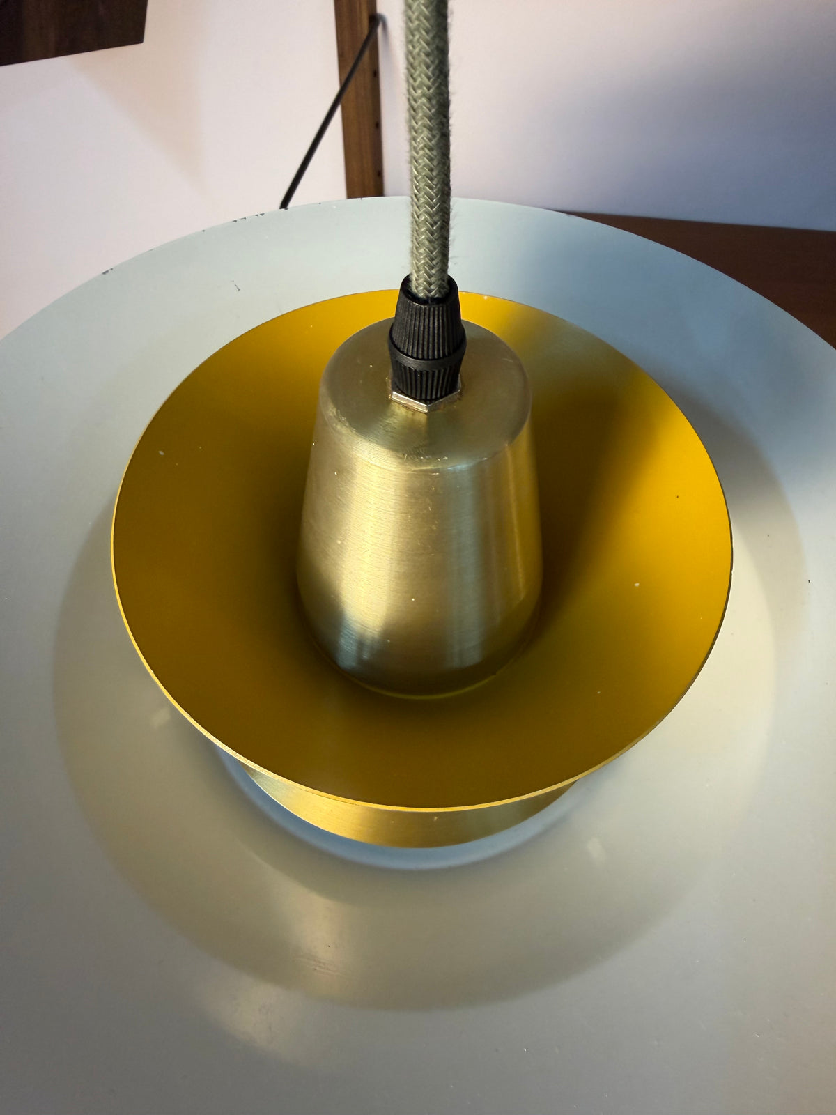 Lamellenlampe gold gelb von Bent Nordsted für Lyskær