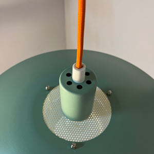 Lamellenlampe neu lackiert blaugrün von JEKA