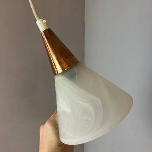 Hängelampe marmoriertes Glas Kupfer