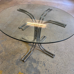 Runder Esstisch ∅ 120 cm Glas & Chrom von Gastone Rinaldi