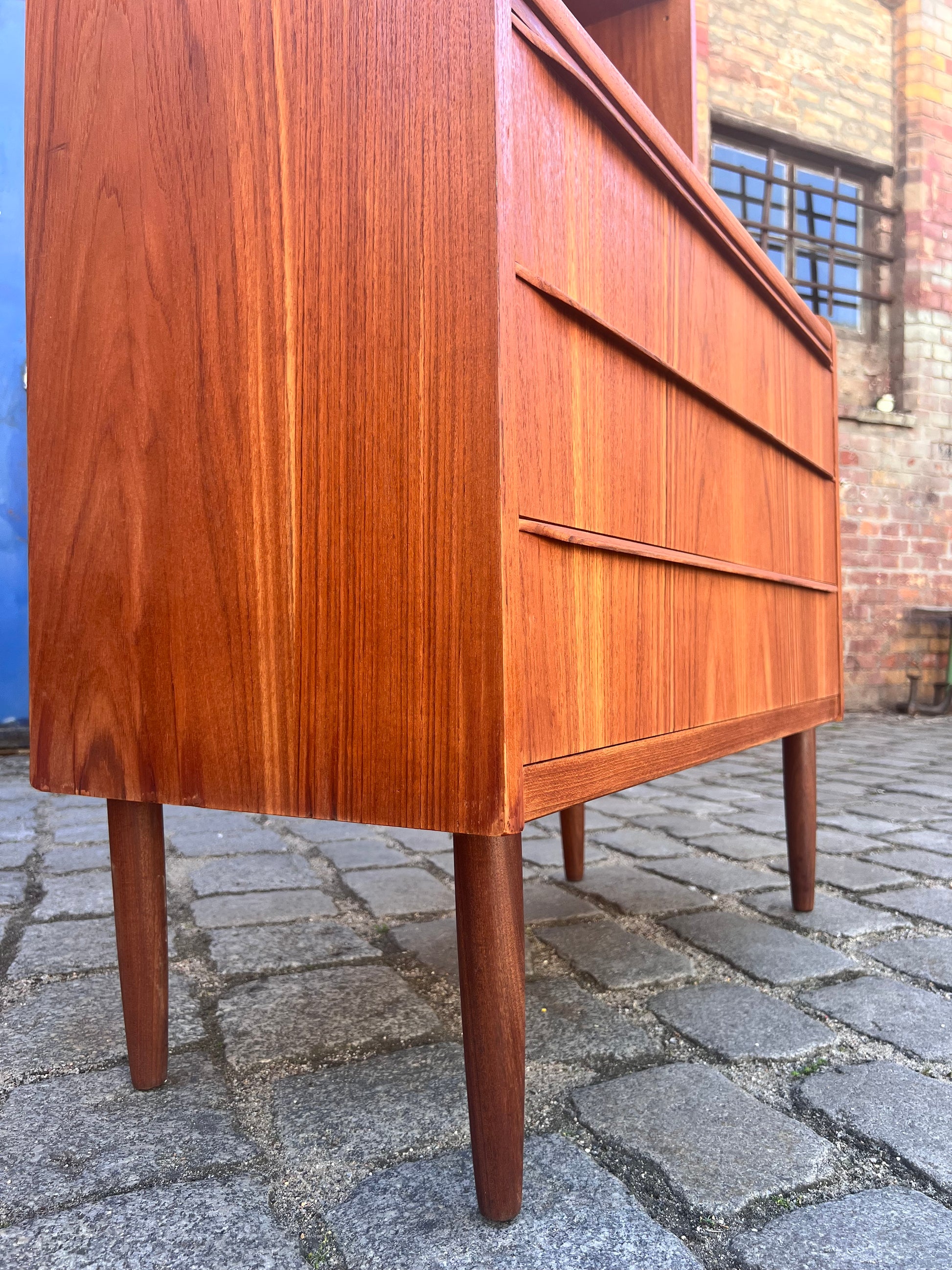 Bücherregal Teak mit Sekretär & Ausziehplatte aus Dänemark