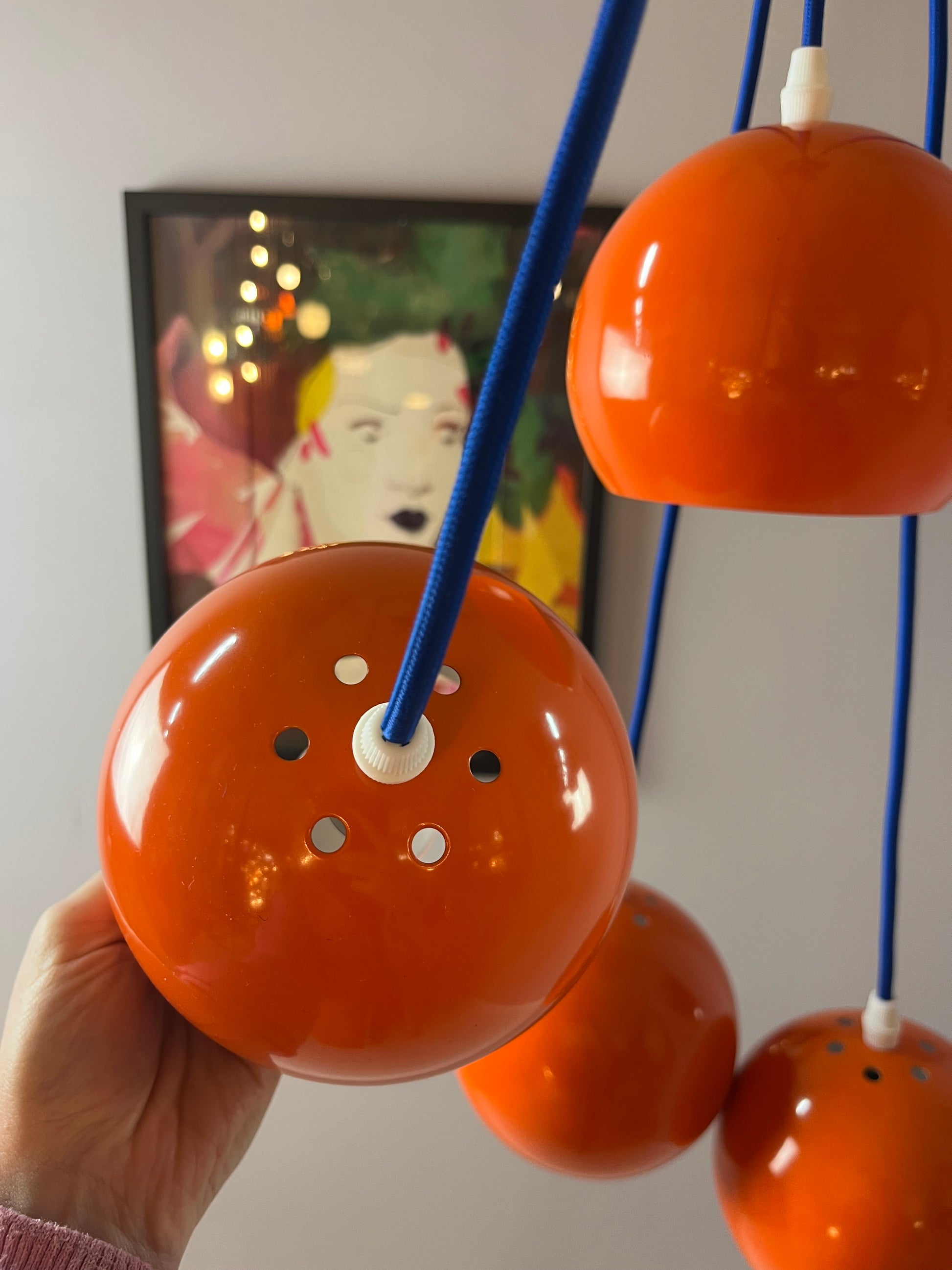 Kugellampe neu lackiert orange aus Dänemark