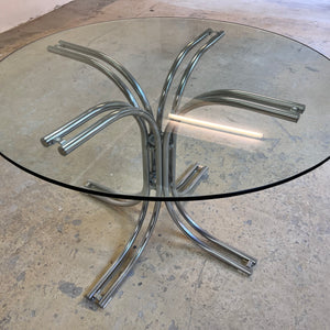 Runder Esstisch ∅ 110 cm Glas & Chrom von Gastone Rinaldi