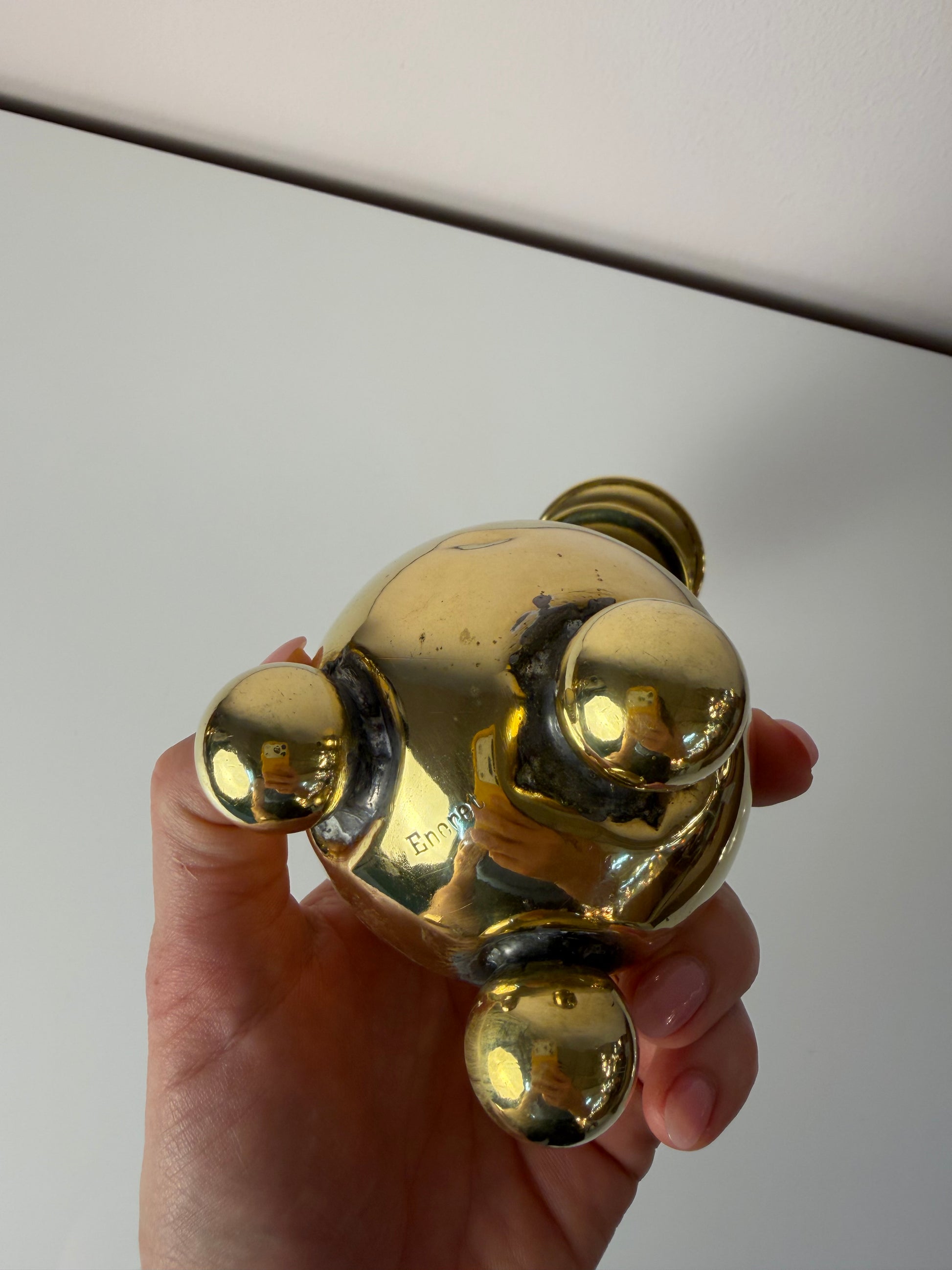 Set: 2x Kugel Kerzenständer Messing aus Dänemark