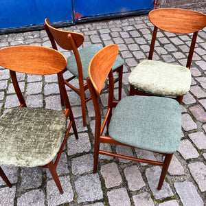 Set: 4x Esszimmerstuhl grün Teak