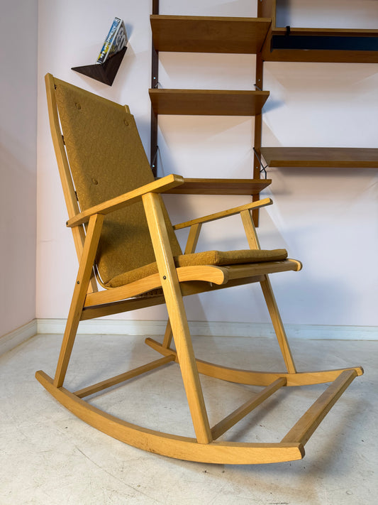 Schaukelstuhl mit original Polster von Selman Selmanagić für Hellerau