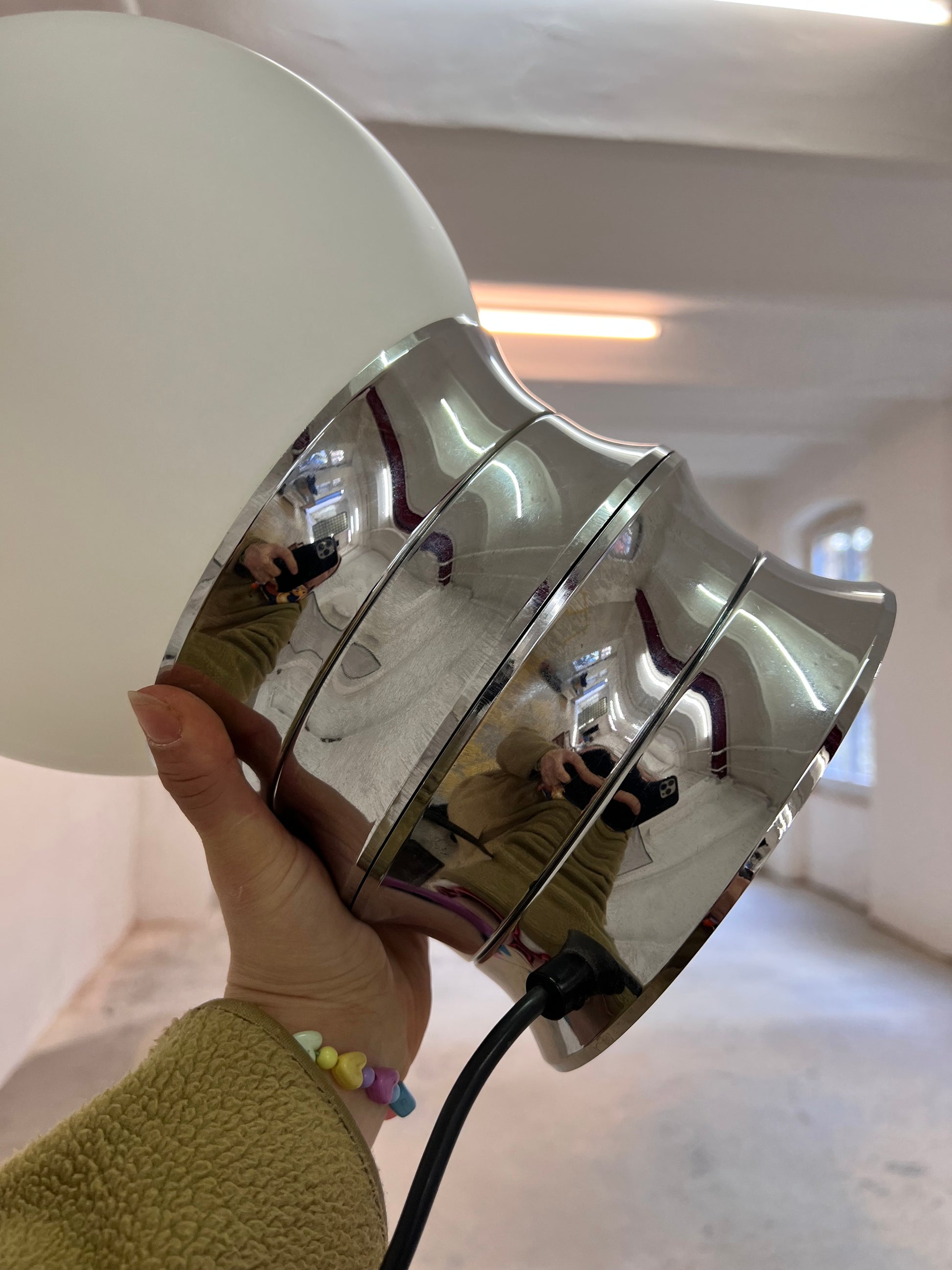 Tischlampe Chrom Opalglas von VEB NARVA