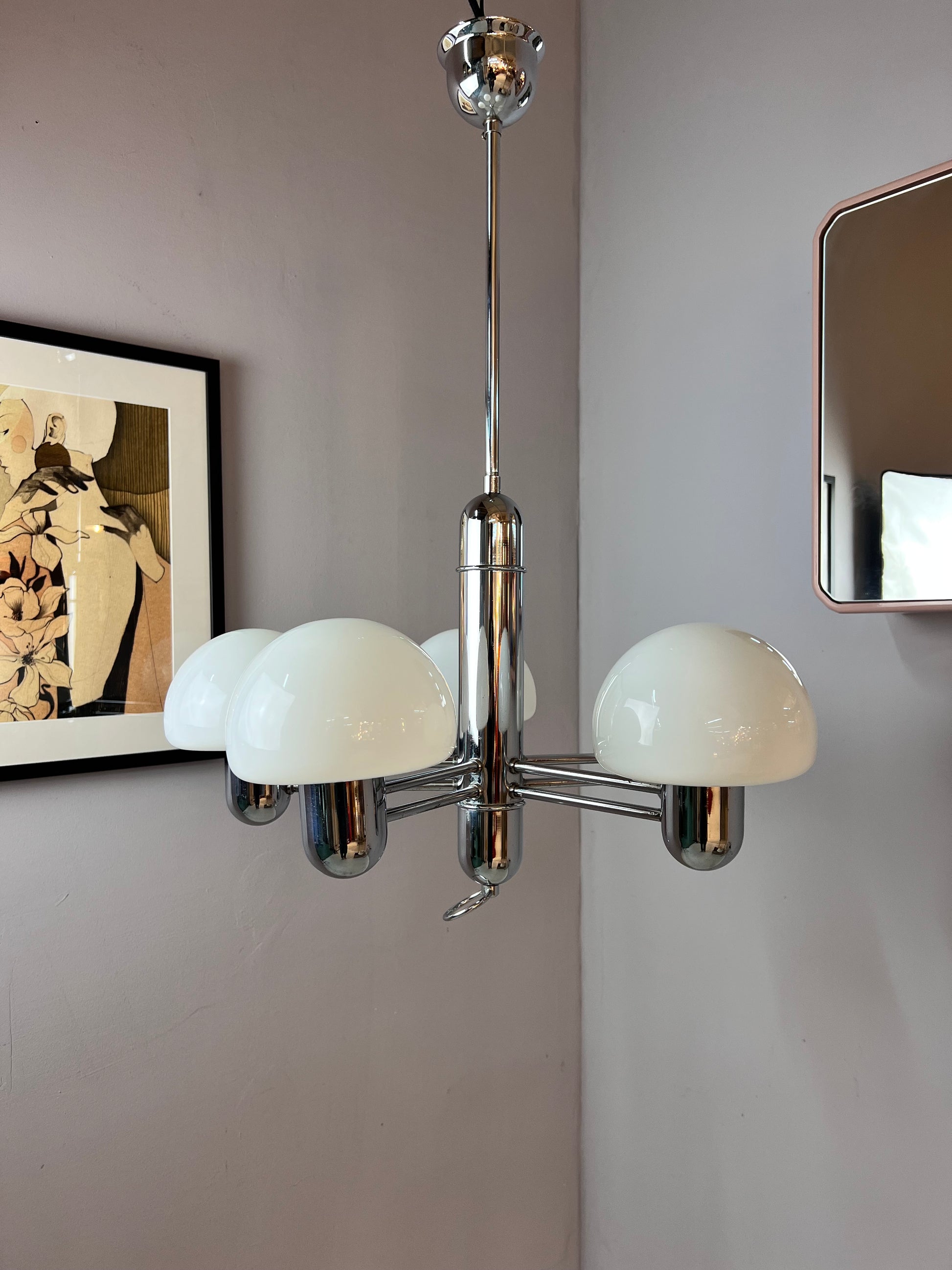 Kronleuchter Chrom Milchglas