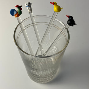 Set: 4x Rührstab mit Tierfigur von Farbglashütte Lauscha