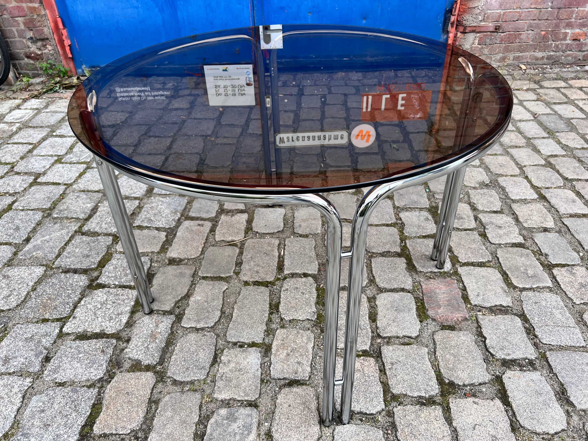 Runder Esstisch Rauchglas Chrom Ø 104,5 cm