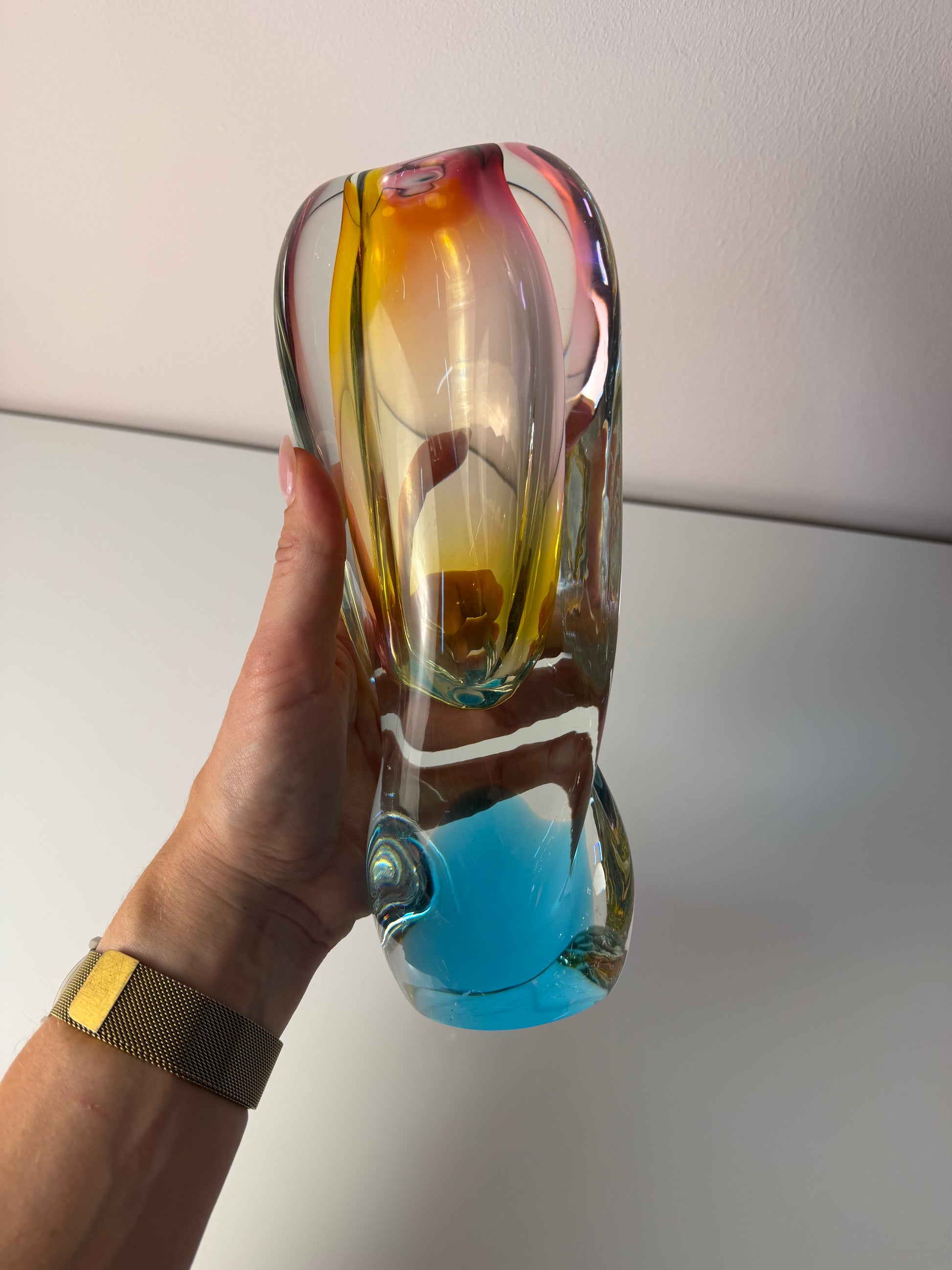 Vase Regenbogen Glas von Josef Rozinek für Borske Sklo